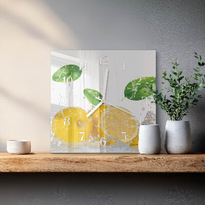 Vierkante glazen wandklok Citrus