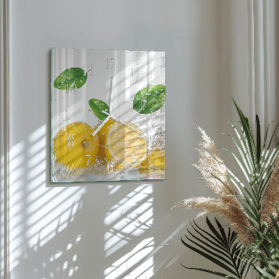 Vierkante glazen wandklok Citrus