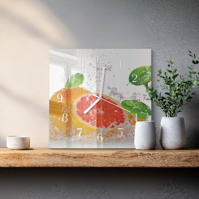 Decoratieve glazen klok vierkant Pompelmoes