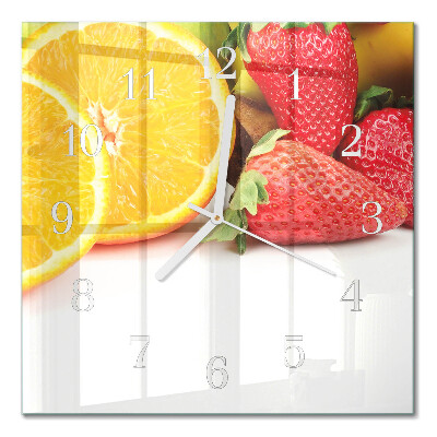 Moderne wandklok glas vierkant Fruit
