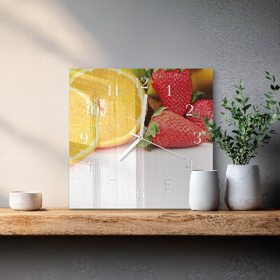 Moderne wandklok glas vierkant Fruit