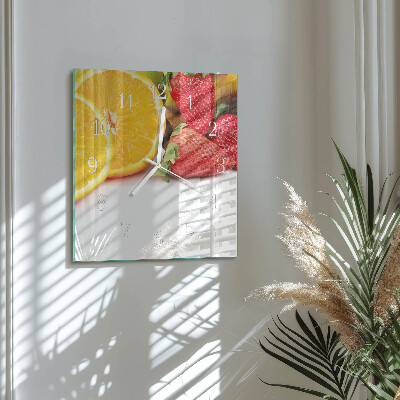 Moderne wandklok glas vierkant Fruit