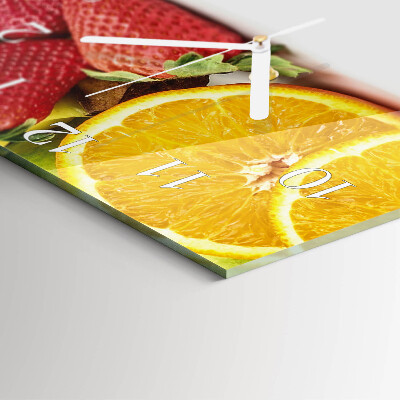 Moderne wandklok glas vierkant Fruit