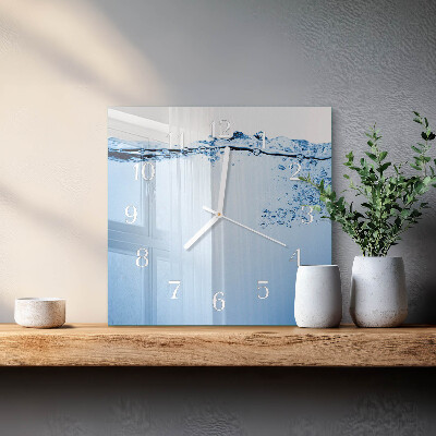 Vierkante glas klok Water