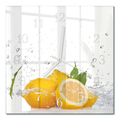 Vierkante glas klok Citroenen