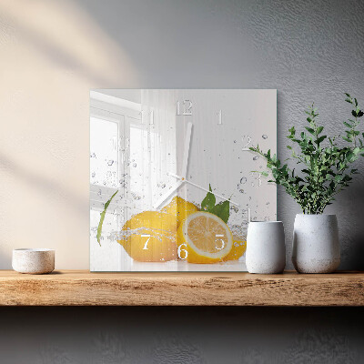 Vierkante glas klok Citroenen