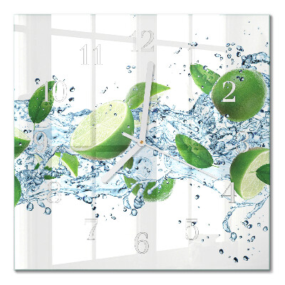 Moderne wandklok glas vierkant Limoenen