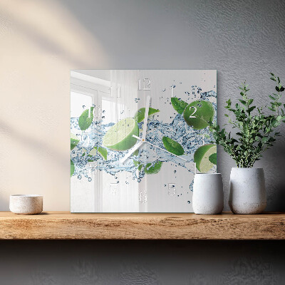 Moderne wandklok glas vierkant Limoenen