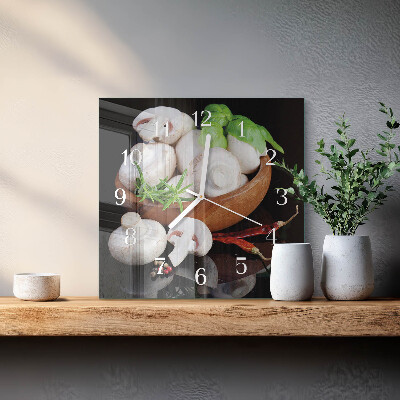 Moderne wandklok glas vierkant Paddenstoelen