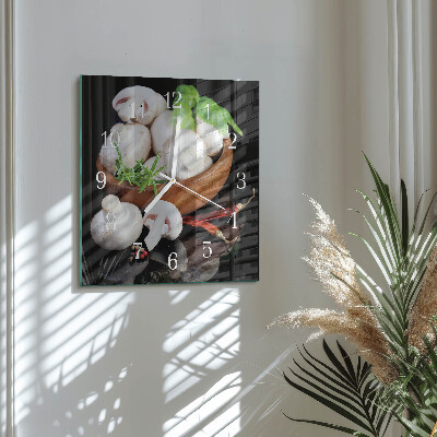 Moderne wandklok glas vierkant Paddenstoelen