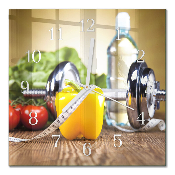 Vierkante glas klok Peper