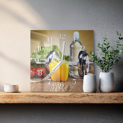 Vierkante glas klok Peper