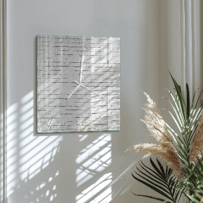 Vierkante glazen wandklok Bakstenen muur