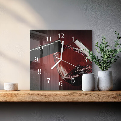 Decoratieve glazen klok vierkant Een glas wijn