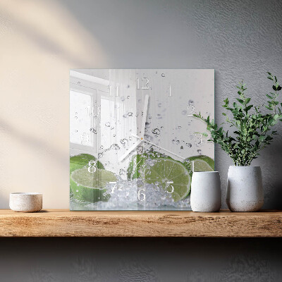Moderne wandklok glas vierkant Calciumcarbonaat