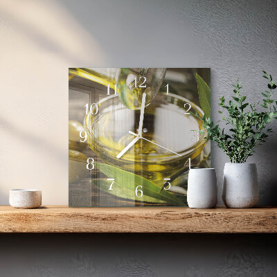 Moderne wandklok glas vierkant Olijfolie