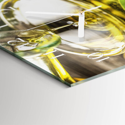 Moderne wandklok glas vierkant Olijfolie