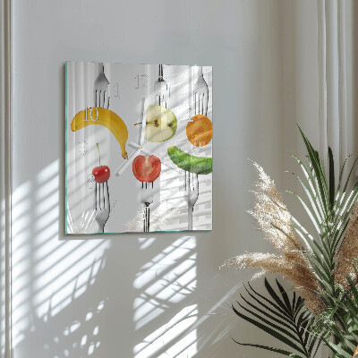 Vierkante glazen wandklok Fruit