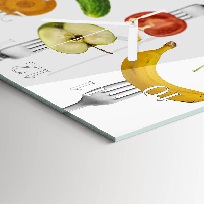 Vierkante glazen wandklok Fruit