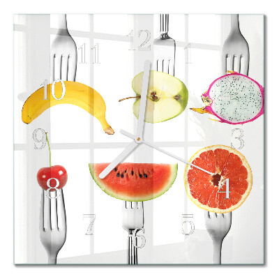 Decoratieve glazen klok vierkant Fruit
