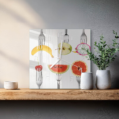 Decoratieve glazen klok vierkant Fruit