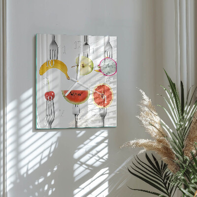 Decoratieve glazen klok vierkant Fruit