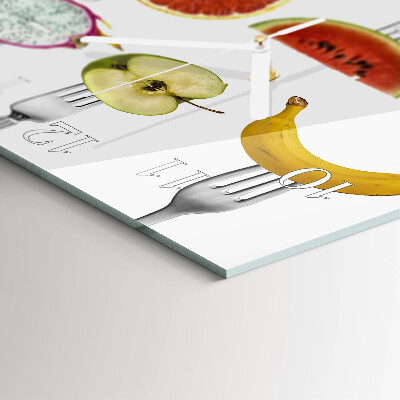 Decoratieve glazen klok vierkant Fruit