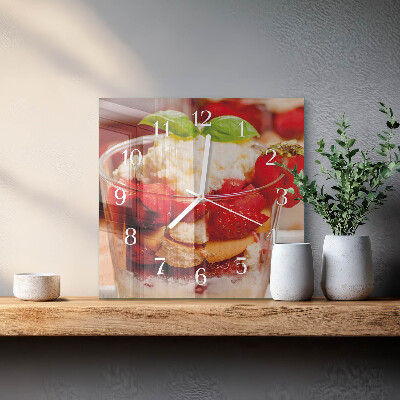 Moderne wandklok glas vierkant Fruit