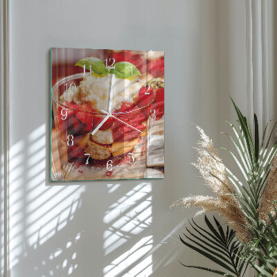 Moderne wandklok glas vierkant Fruit