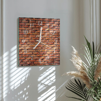 Vierkante glazen wandklok Bakstenen muur