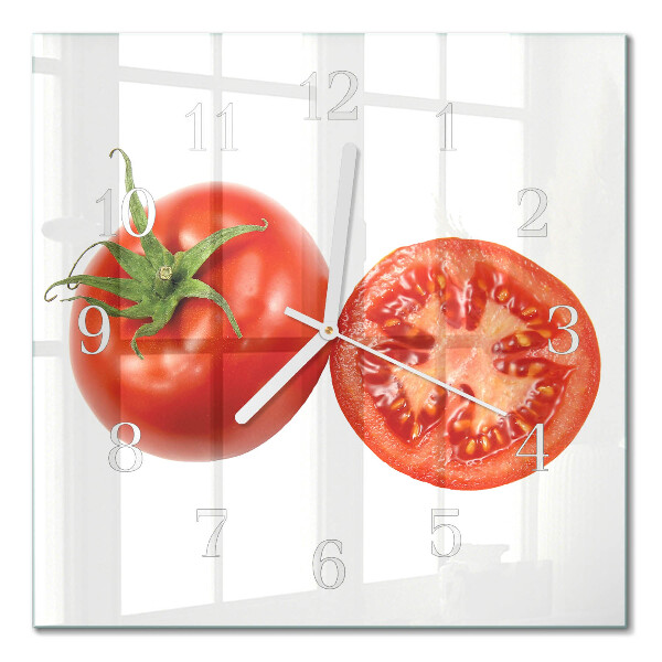 Moderne wandklok glas vierkant Tomaten