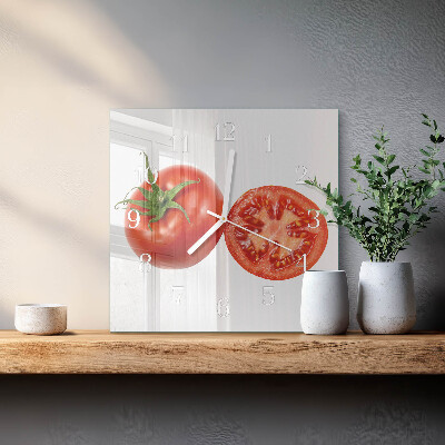 Moderne wandklok glas vierkant Tomaten