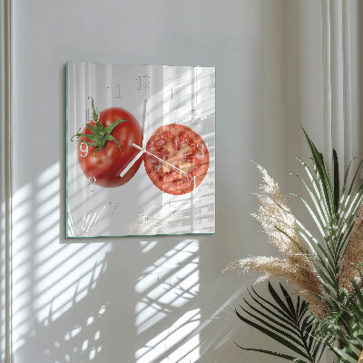 Moderne wandklok glas vierkant Tomaten