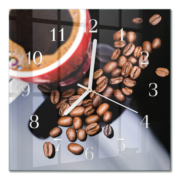 Decoratieve glazen klok vierkant Een kopje koffie