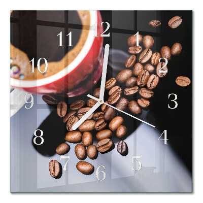 Decoratieve glazen klok vierkant Een kopje koffie