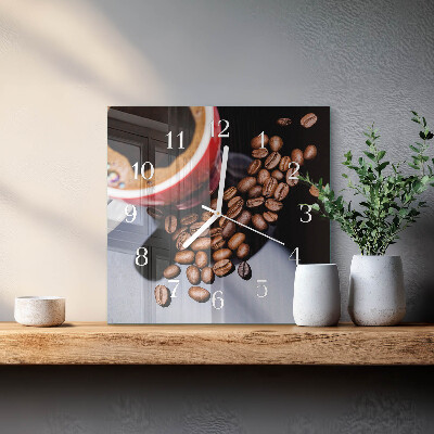Decoratieve glazen klok vierkant Een kopje koffie