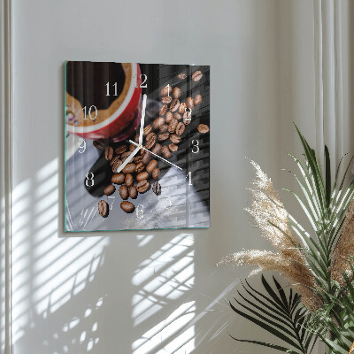 Decoratieve glazen klok vierkant Een kopje koffie