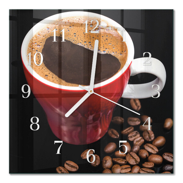 Vierkante glazen klok Een kopje koffie