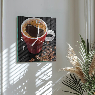 Vierkante glazen klok Een kopje koffie