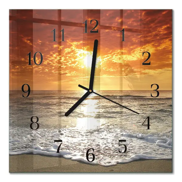 Moderne wandklok glas vierkant Strand zee