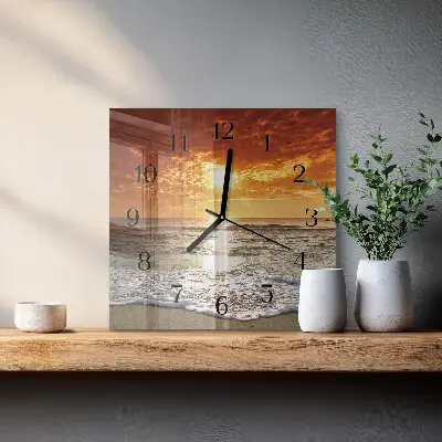 Moderne wandklok glas vierkant Strand zee