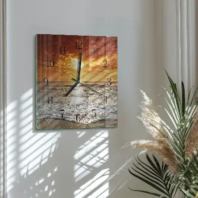Moderne wandklok glas vierkant Strand zee