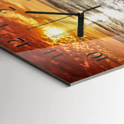 Moderne wandklok glas vierkant Strand zee