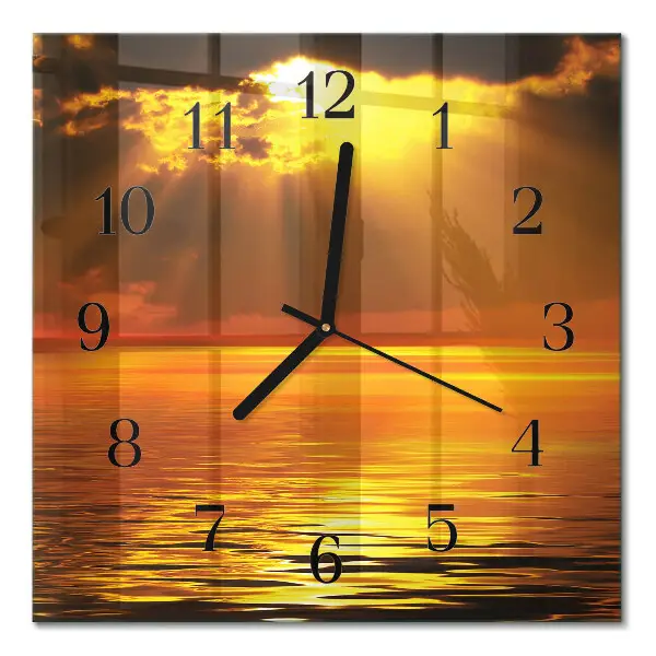 Vierkante glazen klok Zonsondergang