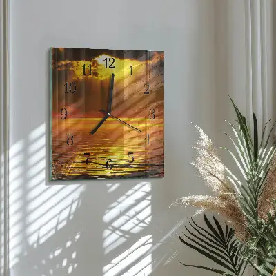 Vierkante glazen klok Zonsondergang