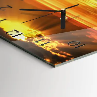Vierkante glazen klok Zonsondergang