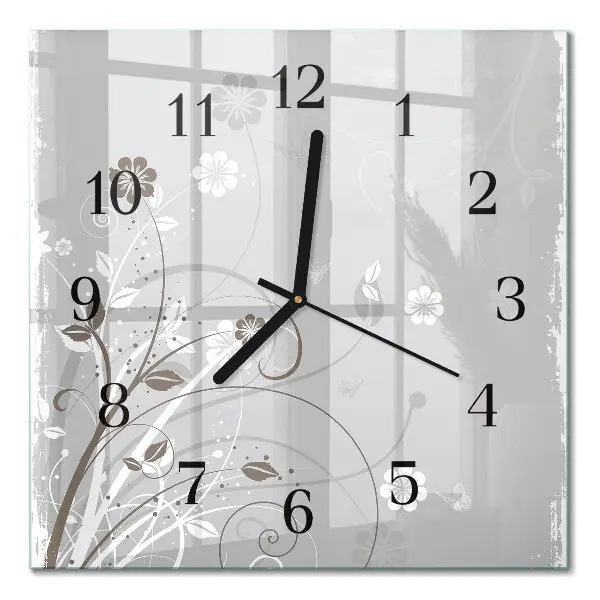 Decoratieve glazen klok vierkant Bloemen