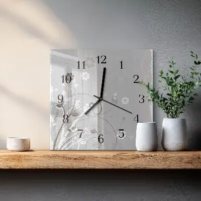 Decoratieve glazen klok vierkant Bloemen