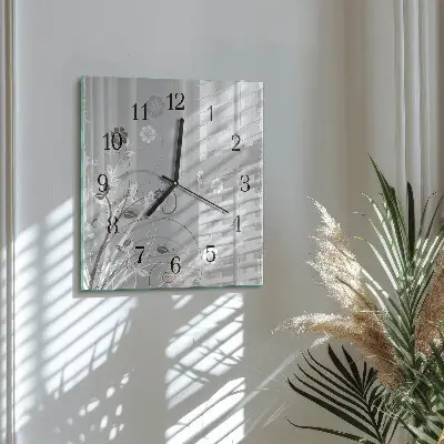 Decoratieve glazen klok vierkant Bloemen