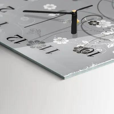 Decoratieve glazen klok vierkant Bloemen